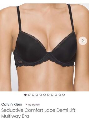 NWT Calvin Klein Black Seductive Comfort Lace Demi Lift Multiway Bra. Size 38D.